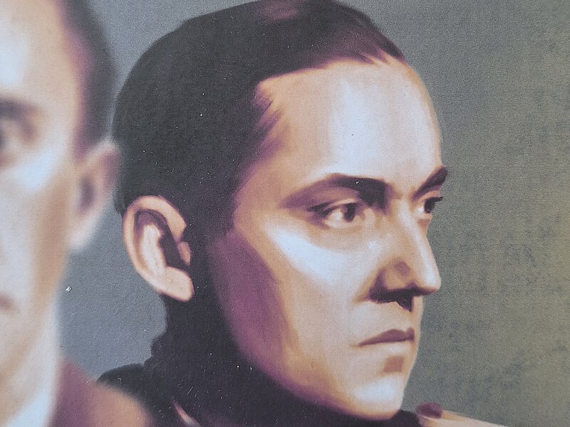 Ausschnitt des Buchcovers. Illustration von Goebbels Kopf, Blick zur Seite.