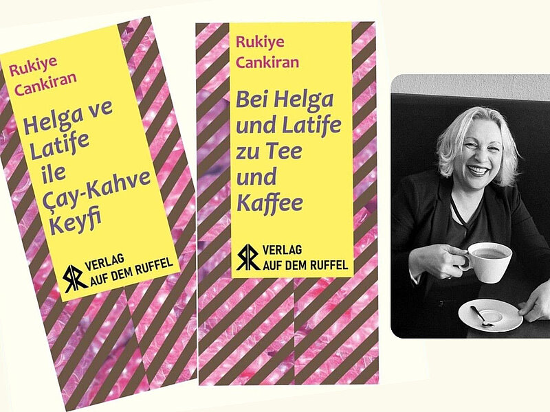 Das Buchcover in Deutsch und Türkisch und das Autorinnen-Portrait