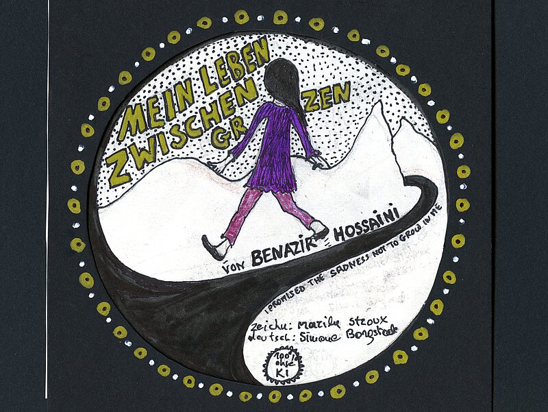 Buchcover mit Illustrationvon einer weiblichen Person, die einen Weg entlang geht.