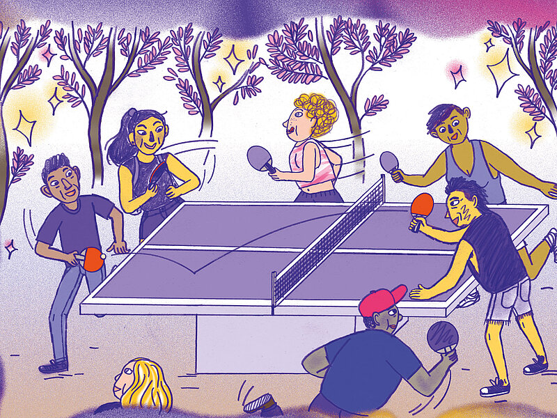 Illustration: Tischtennis Runde